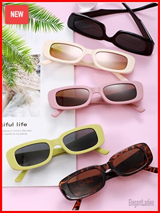 Retro Rectangle Sunglasses for Women Y2K Square Frame Full Coverage UV main image 6